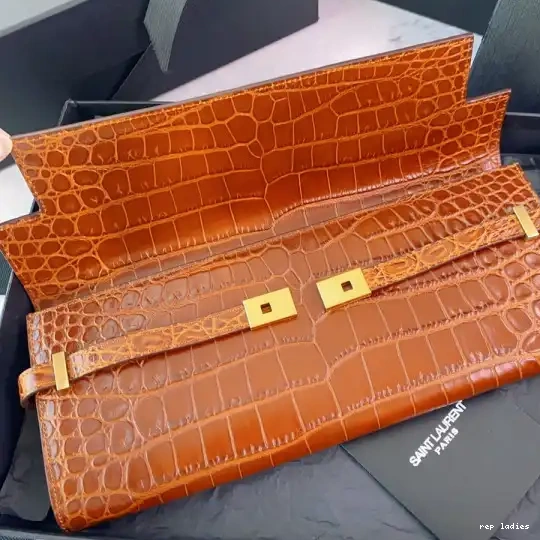 Repzbay REP YSL IN LEATHER CLUTCH MANHATTAN CROCODILE-EMBOSSED 0518